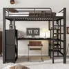 A loft bed with a desk and storage unit, set up in a room. Anteprima dell’immagine prodotto
