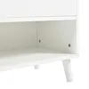 A close-up view of the bottom section of a white cabinet, showing its legs and a shelf. Produktbild-Vorschau