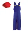 Klempner-Latzhose in blau mit roter Mütze – Blaues Outfit Produktbild-Vorschau 2