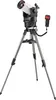 A telescope mounted on a tripod, with a remote control attached. Produktbild-Vorschau