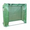 A green greenhouse structure with a metal frame, shown from the front with the entrance open. Podgląd zdjęcia produktu