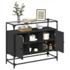 vidaXL Sideboard mit Glasplatte Schwarz 98x35x81 cm Produktbild-Vorschau 3