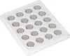 A tray of small, round batteries arranged in a grid. Produktbild-Vorschau