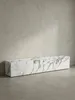 Frontalansicht des 160 cm breiten, hängenden Lowboards in weißer Marmor-Optik mit drei geschlossenen Klapptüren, freigestellt vor weißem Hintergrund._#sku_SAFWL6.864# Produktbild-Vorschau