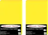 Two yellow fitted sheets are shown side-by-side against a white background. Each sheet has a black label at the bottom with branding and product details. Produktbild-Vorschau
