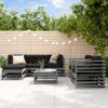 7-tlg. Garten-Lounge-Set mit Kissen Grau Massivholz Produktbild-Vorschau 3