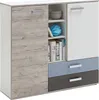 A modern cabinet with multiple storage compartments, including drawers and shelves. Produktbild-Vorschau