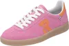 A single pink sneaker with orange accents and a tan sole is shown against a white background. Voir les images du produit