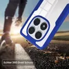 A person running in the background with a phone case in the foreground, with debris scattered on the ground. Produktbild-Vorschau