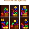 A collage of images showing different configurations of a Tetris-shaped LED night light. Produktbild-Vorschau