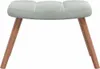 A light gray upholstered stool with wooden legs, presented against a white background. Náhľad obrázku produktu