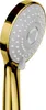 A close-up studio shot of a gold-colored shower head against a white background. Produktbild-Vorschau