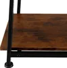 Close-up of a wooden shelf with black metal legs. Náhled obrázku produktu