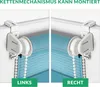 A split image showing the left and right mounting options for a roller blind mechanism. Produktbild-Vorschau