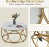 M MCombo Couchtisch Rund Holz, Modern Sofatisch Marmor Weiß Produktbild-Vorschau 5