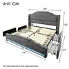 Abrihome Polsterbett 140x200cm mit LED und USB, Samt - Produktbild-Vorschau 4