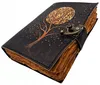 Cahier en cuir vintage, motif "Arbre et Lune", 200 pages, Voir les images du produit 1