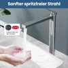 A chrome faucet is shown with water running into a sink where hands are being washed. A callout box highlights a feature of the faucet. Náhľad obrázku produktu