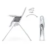 A high chair shown in its open and folded states, with an icon indicating it folds in 5 seconds. Produktbild-Vorschau
