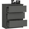 A gray dresser with three drawers, two of which are partially open. Produktbild-Vorschau