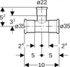 Geberit GE Mapress, C-Stahl, T-Stueck, red. Abg., d35x22x35 Produktbild-Vorschau 4