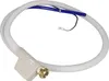 A white corrugated hose with a blue tube and a white connector is laid out on a white background. Produktbild-Vorschau