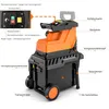 A diagram of a garden shredder with labels pointing to different parts. Produktbild-Vorschau