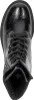 A top-down view of a black patent leather boot. Voir les images du produit