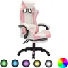 Sedia da gioco con luci LED RGB in ecopelle rosa e bianca Anteprima dell’immagine prodotto 7
