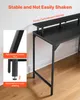 A close-up view of a black desk, highlighting its features and stability. Podgląd zdjęcia produktu