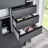 Schwebetürenschrank 3-türig 270cm, graphit mit schwarzem Produktbild-Vorschau 3