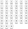 A grid of circles, each containing a number and a measurement in millimeters, representing ring sizes. Anteprima dell’immagine prodotto