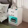 Table de nuit avec éclairage LED avec 2 tiroirs 60x40x35cm Voir les images du produit 6