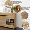 Close-up shots highlighting features of a wooden sideboard. Produktbild-Vorschau