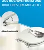 A close-up marketing image of a toilet seat with a cat design, highlighting its features. Produktbild-Vorschau