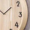 Wanduhr 38cm Rund Natur Schwarz MDF Holzuhr Wanddeko Design Produktbild-Vorschau 3