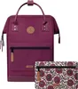 A dark red Cabaïa backpack and a matching patterned pouch are shown against a white background. Anteprima dell’immagine prodotto