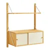 A wall-mounted shelf unit with two sliding doors and a top shelf. Podgląd zdjęcia produktu