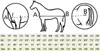 A diagram showing how to measure a horse for a blanket, with a size chart below. Produktbild-Vorschau