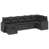 7-tlg. Garten-Sofagarnitur - mit Kissen Schwarz Poly Rattan Produktbild-Vorschau 2