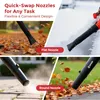 Collage showing a leaf blower with different nozzles for various tasks, including clearing leaves, snow, and dust. Anteprima dell’immagine prodotto