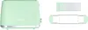 A mint green toaster and its accessories are displayed against a white background. Podgląd zdjęcia produktu