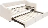 A white upholstered daybed with a pull-out trundle bed is shown against a white background. Anteprima dell’immagine prodotto