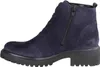 A side view of a single dark blue suede boot with a black sole and zipper. Anteprima dell’immagine prodotto