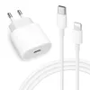 A white USB-C power adapter and a white USB-C to Lightning cable are shown against a white background. Produktbild-Vorschau
