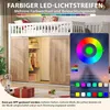 A loft bed with a built-in closet, featuring LED strip lights controlled by an app. Voir les images du produit