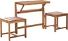 A wooden garden bench with two attached stools, presented against a white background. Produktbild-Vorschau