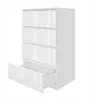 A white, high-gloss chest of drawers with four drawers, one of which is partially open. Produktbild-Vorschau