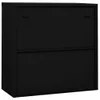A black filing cabinet with two doors. Voir les images du produit