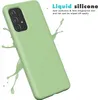 A light green phone case is shown with liquid splashes around it, suggesting its protective qualities. Text describes its features. Produktbild-Vorschau